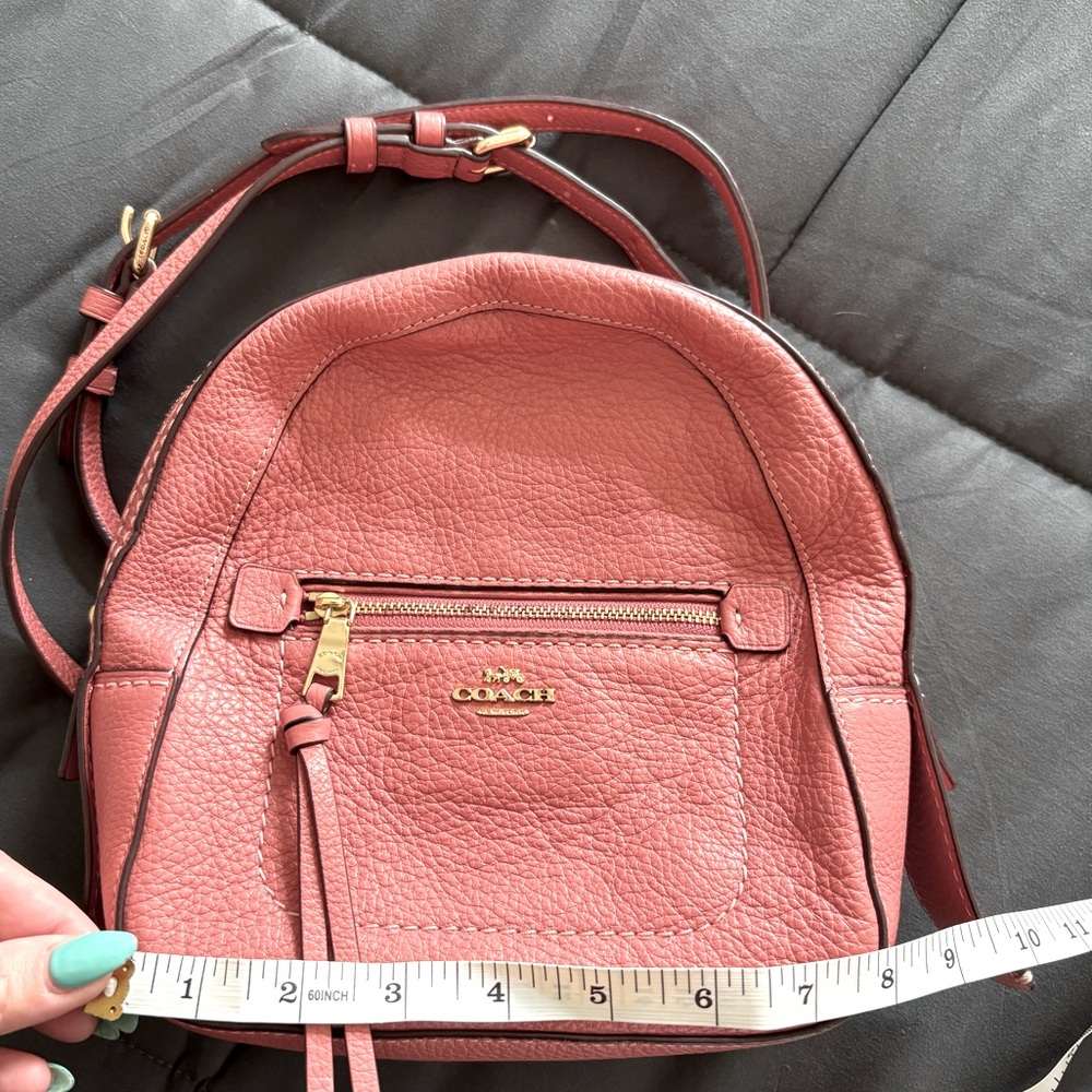 Coach Pink Leather Backpack with Gold Hardware